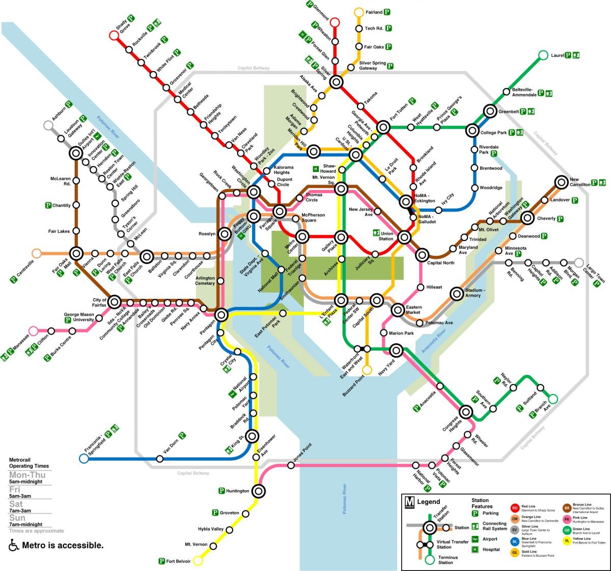 Mapa da estação de metro de Washington DC